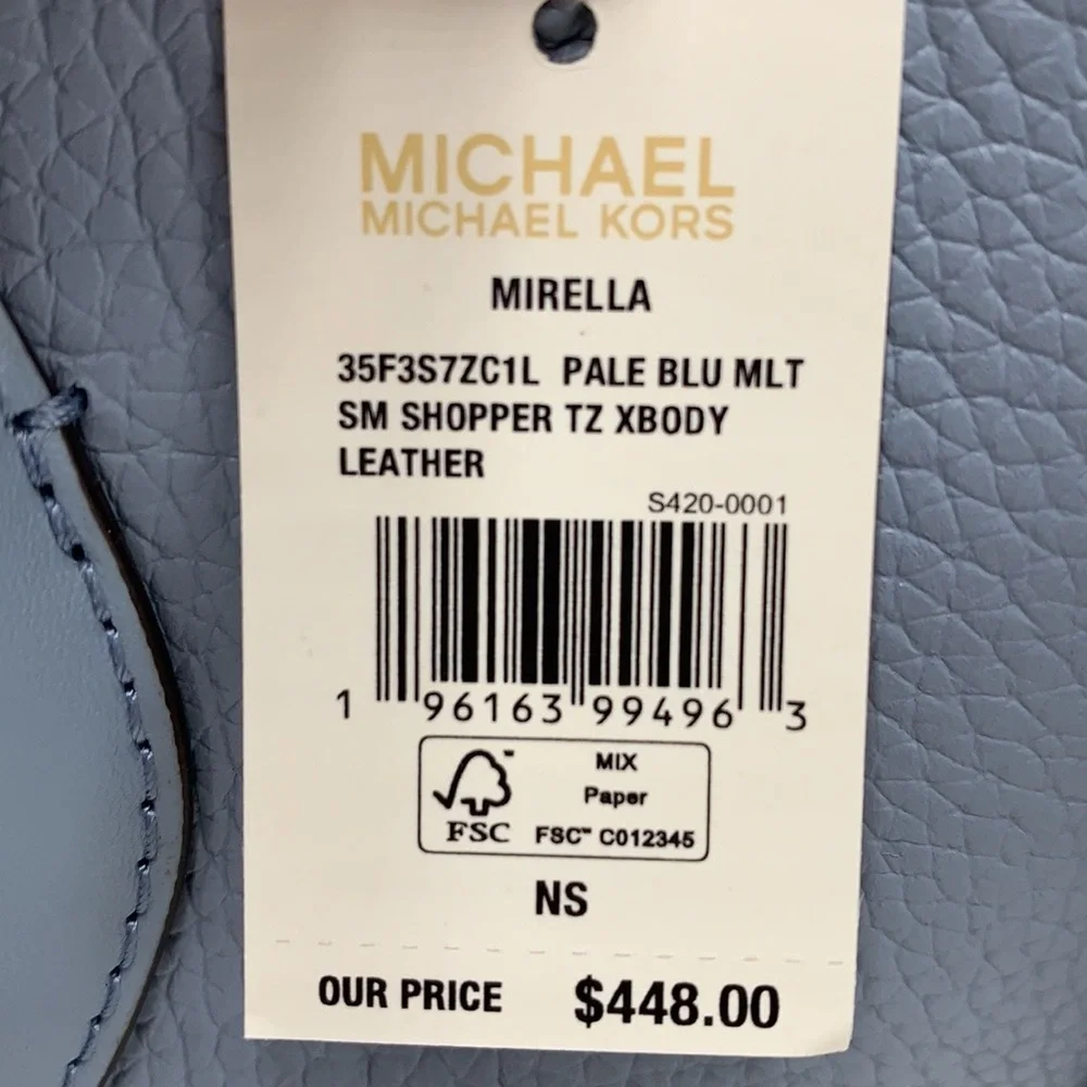 MICHAEL KORS Mirella Small Shopper TZ XBody Pebbled Leather Crossbody
Pale Blue - Picture 13 of 16